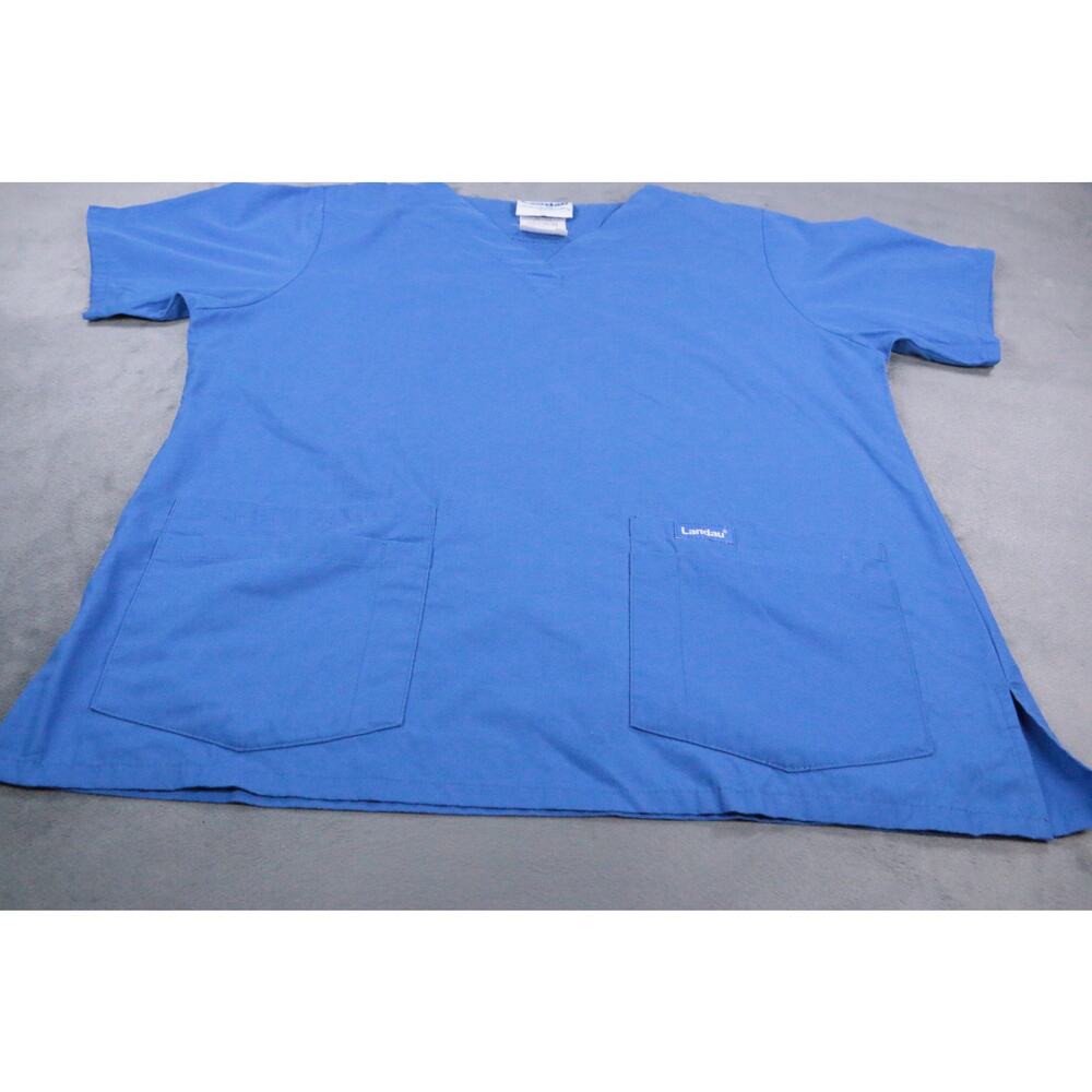 Landau Scrubs Set Blue Top & White Pants Size M Medical Nursing Uniform